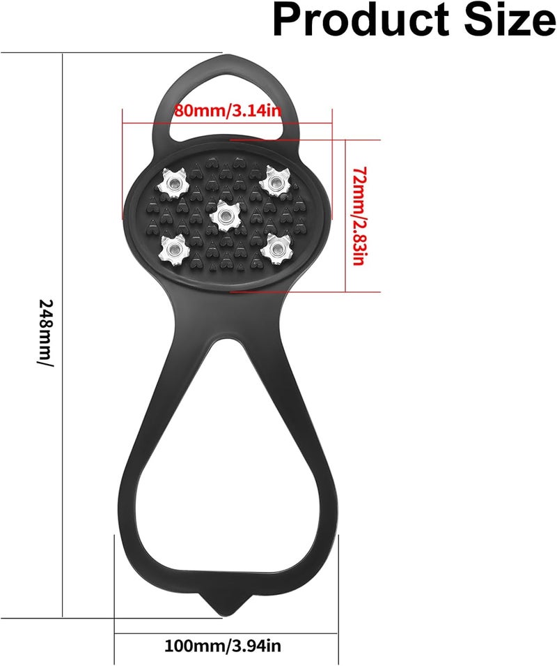 Fulushouxi 5 Spikes Crampons, 4 Pcs Ice Cleats for Shoes and Boots, Anti-Slip Ice Spikes for Shoes Women Men, Non Slip Grippers Crampons Grips for Hiking Fishing Walking Climbing Mountaineering - Image 2
